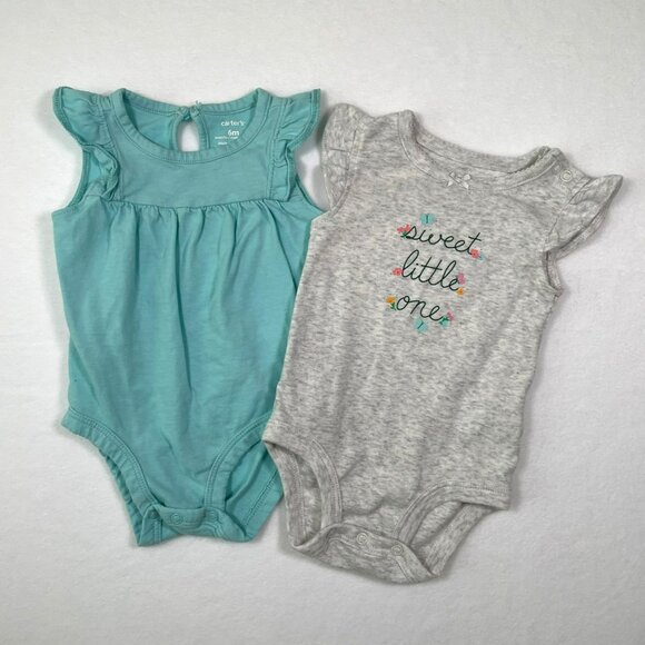 Carter’s Baby Bundle Set of Short Sleeve Ruffle Cap Bodysuits 6m Everyday - Picture 1 of 12